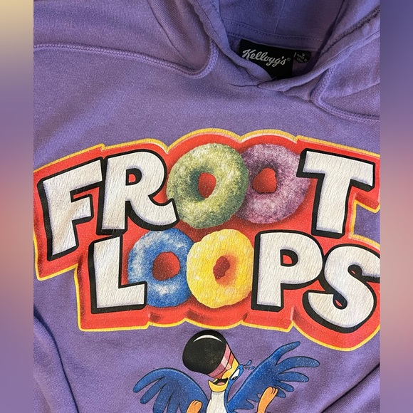 🍭Hoodie Kellogg’s Froot Loops Toucan | Purple | Unisex Small - Picture 2 of 10